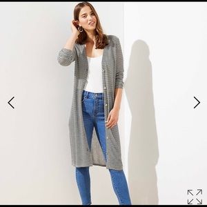 LOFT Long Striped V-neck Cardigan